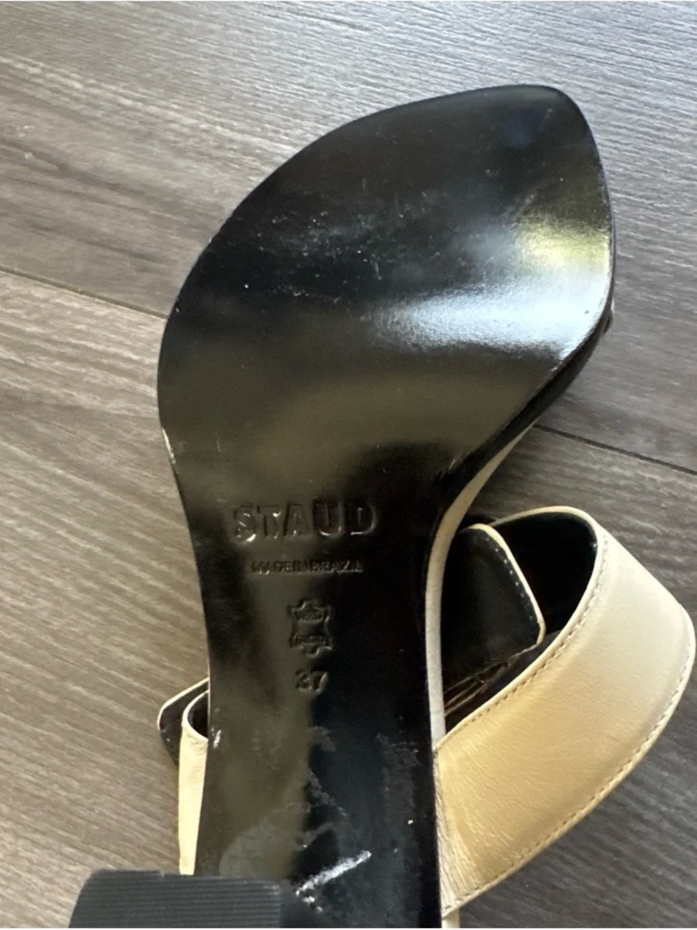 Cream Block-Heel Sandals with Buckle Strap